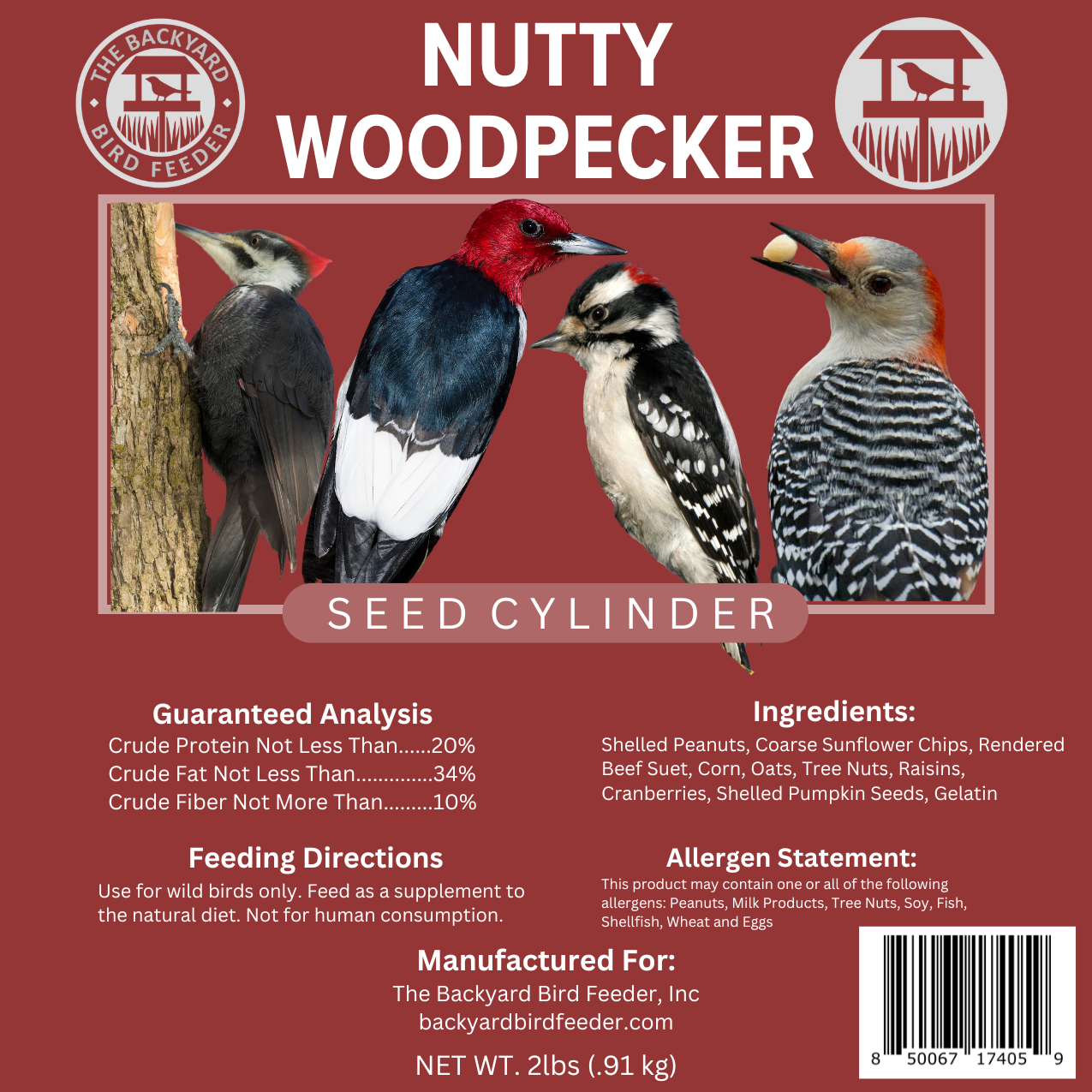 Seed Cake Cylinder, Nutty Woodpecker